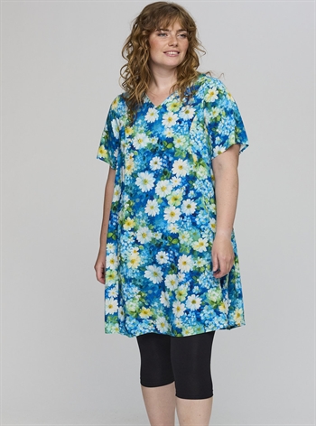 Studio - Birgitte Kjole, Blå have m/Hvide blomster